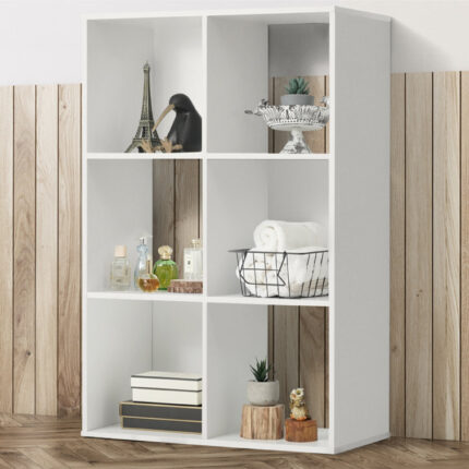 CAPHAUS Zaza 6 Cube 11-Inch Cube Storage Organizer Shelf Bookcase, Rustic Grey Oak or White - Chic Decora