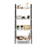 CAPHAUS Zihanna Ladder Bookcase, 24 Inch Width Free Standing Shelf, 4 Tier Storage Rack Organizer - Chic Decora