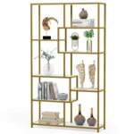 Campy 70.86” H x 39.37” W Steel Etagere Bookcase Bookshelf - Chic Decora