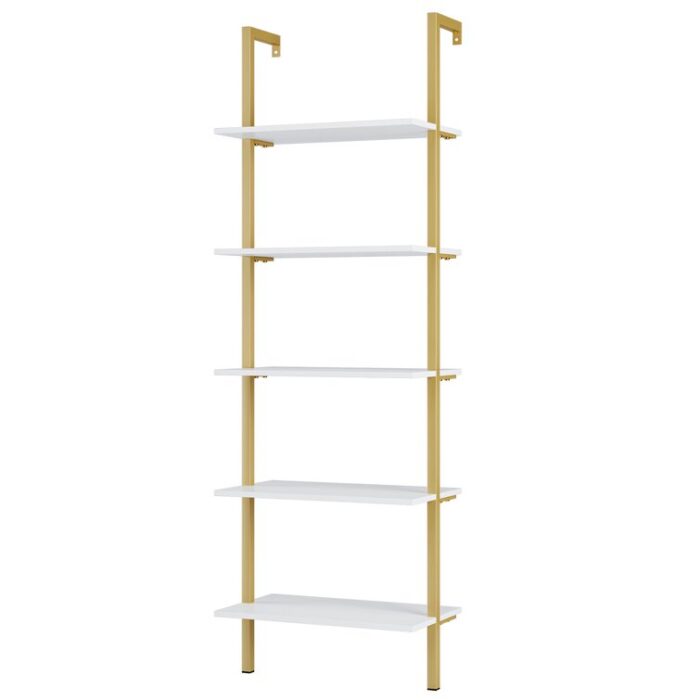 Cayden-James 72.6″ H x 23.6″ W Iron 5-Tier Etagere Bookcase - Chic Decora