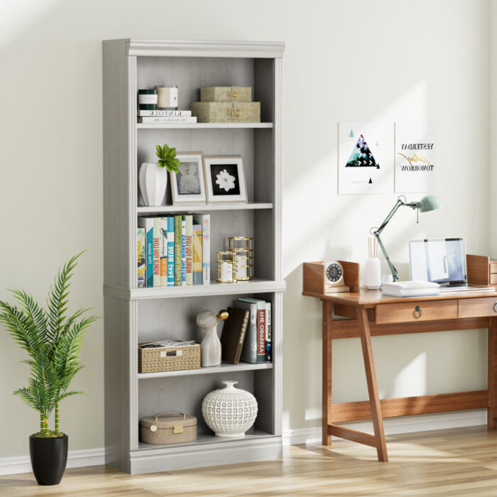 Chyenna 71.25” H Bookcase With 5 Display Storage Shelves - Chic Decora