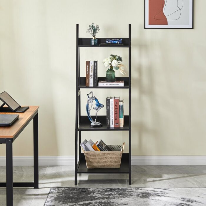 Ciqala Ladder Shelf 4 Layer Bookshelf with Low Backboard - Chic Decora