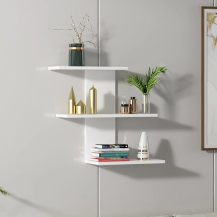 BAZTIN 5 Tier Industrial Corner Shelf, Open Ladder Vintage Corner Bookcase - Chic Decora