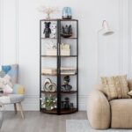 Cutshaw 65” H x 18.5” W 6-Tier Iron Corner Bookcase - Chic Decora