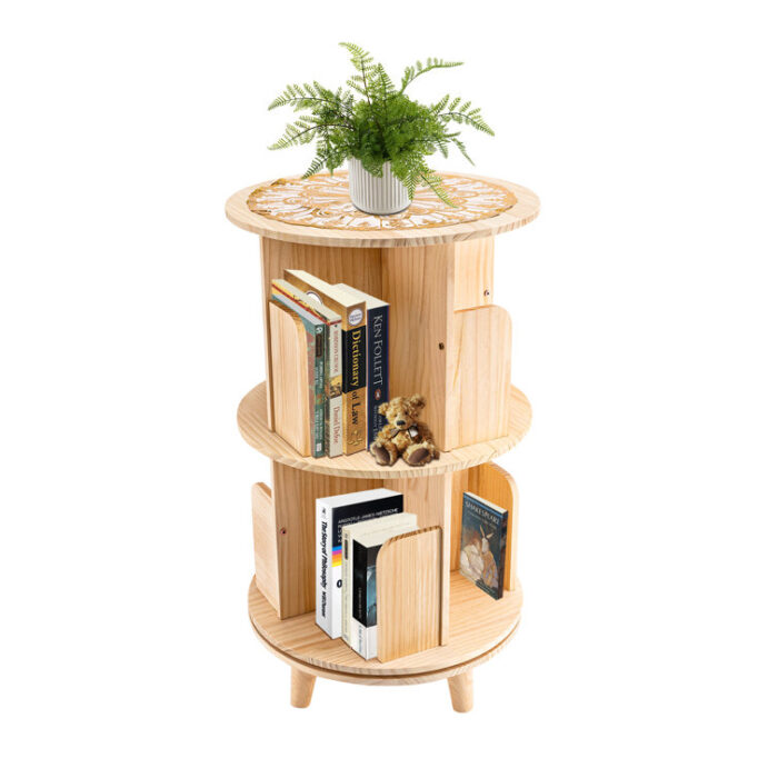 Debralyn 360 Rotating Bookshelf Bookcase Storage Shelf - Chic Decora