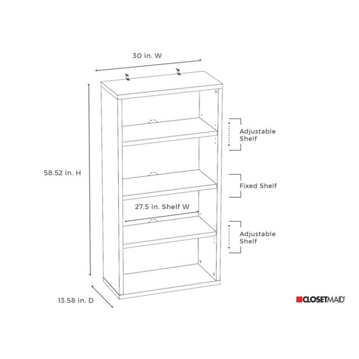 Decorative Bookcases 58.27″ H x 30″ W Standard Bookcase - Chic Decora