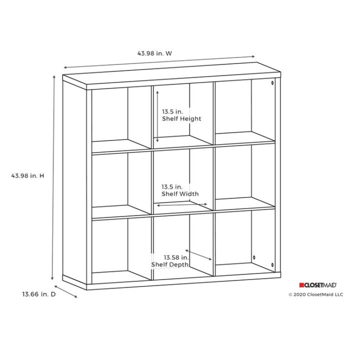 Decorative Storage 43.98″ H x 43.98″ W Cube Bookcase - Chic Decora