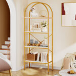 Easley Modern Gold Arched Etagere Bookcase - Chic Decora