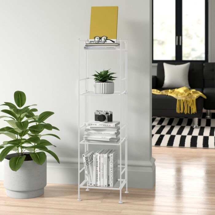 Edwin 44.75″ H x 13″ W Metal Folding Etagere Bookcase - Chic Decora