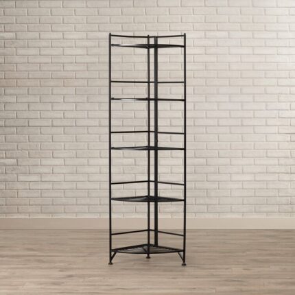 Edwin 57.50” H x 13.75” W Metal Corner Bookcase - Chic Decora