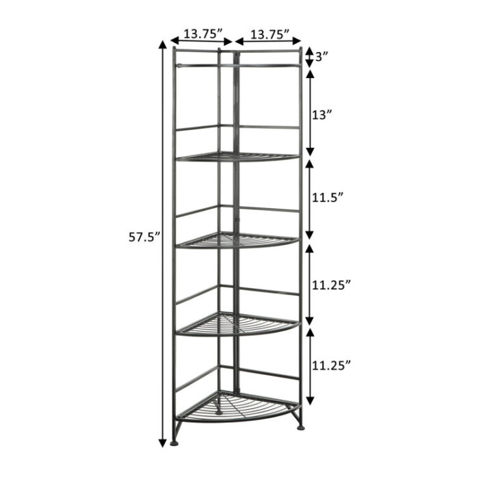 Edwin 57.50” H x 13.75” W Metal Corner Bookcase - Chic Decora