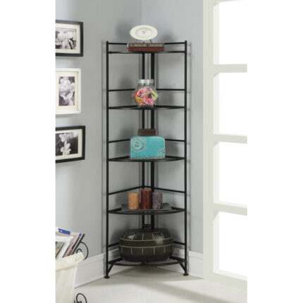 Edwin 57.50” H x 13.75” W Metal Corner Bookcase - Chic Decora