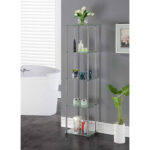 Edwin Etagere Glass Bookcase with Metal Poles - Chic Decora