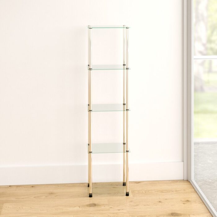 Edwin Etagere Glass Bookcase with Metal Poles - Chic Decora