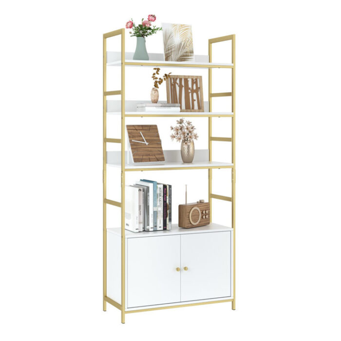 Ehren 70.8″ H x 31.1″ W Standard Bookcase With Open Bookshelves and Cabinet - Chic Decora