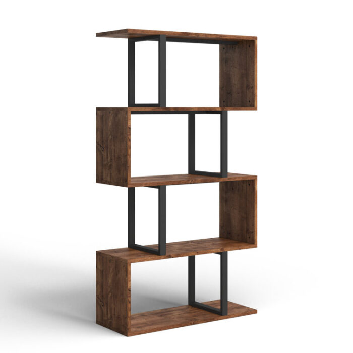 Ehrenfeld 56″ H x 31.5″ W Steel Geometric Bookcase - Chic Decora