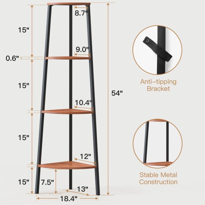 Eildhi Corner Bookcase - Chic Decora