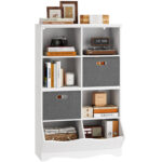 Elzo 45.7″H 8 Cube, Etagere Bookcase With 2 Fabric Bins - Chic Decora