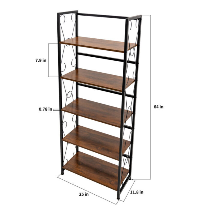 Etagere 5-tier Bookcase Storage Metal Rack - Chic Decora