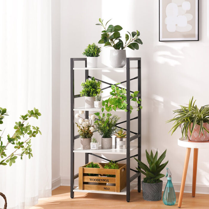 Etagere Solid Industrial 4 Tier Shelf Bookcase - Chic Decora