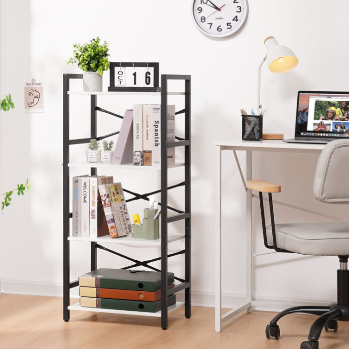 Etagere Solid Industrial 4 Tier Shelf Bookcase - Chic Decora