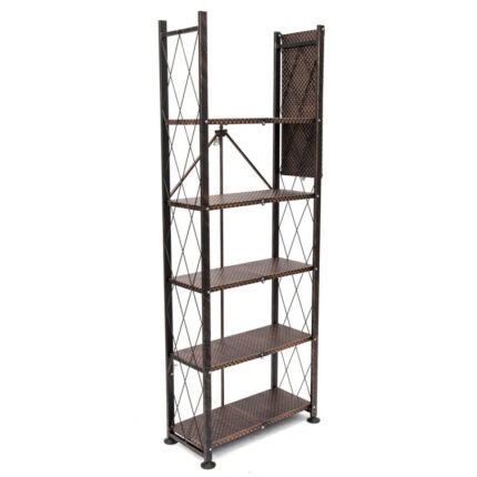 Foldable 6-Shelf Classic Stamped Steel Bookcase - Chic Decora