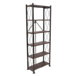 Foldable 6-Shelf Classic Stamped Steel Bookcase - Chic Decora