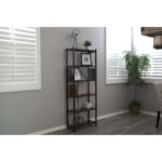 Foldable 6-Shelf Classic Stamped Steel Bookcase - Chic Decora