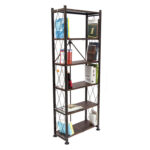 Foldable 6-Shelf Classic Stamped Steel Bookcase - Chic Decora