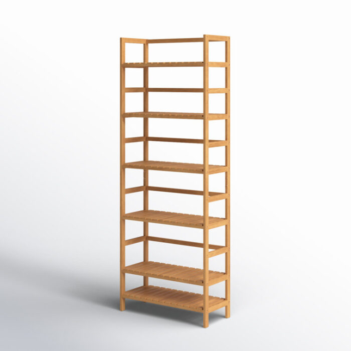 Forontenac 63.4″ H x 23.6″ W Etagere Bamboo Bookcase with Adjustable Shelves - Chic Decora