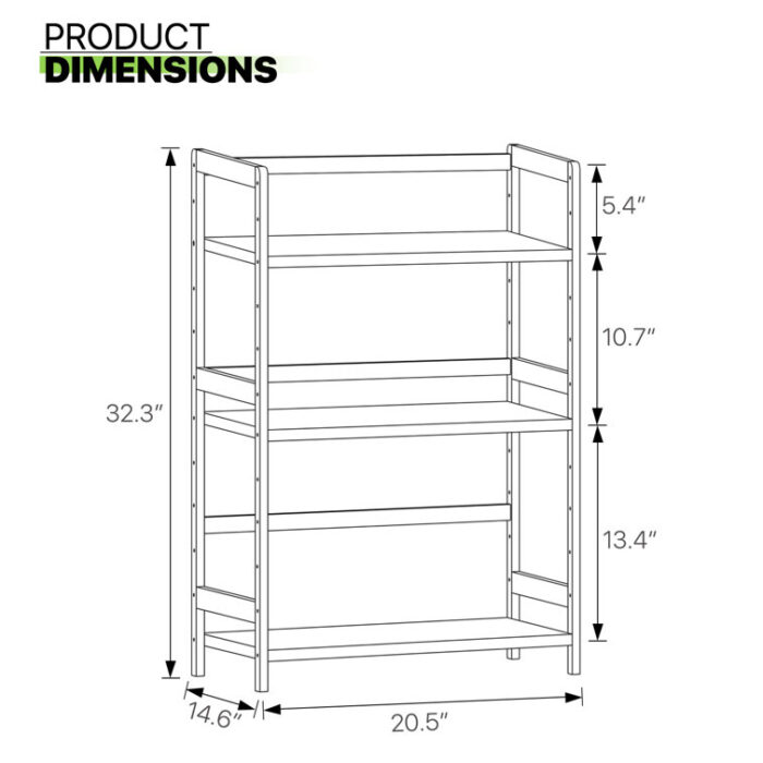 Geneice 3- Tier Freestanding Bookcase - Chic Decora