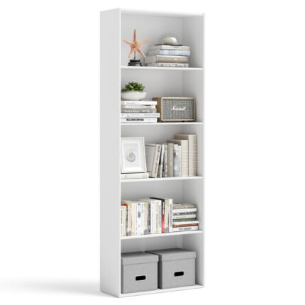 Gethers Modern 67″ H x 23.5″ W 5-Shelf Storage Bookcase - Chic Decora