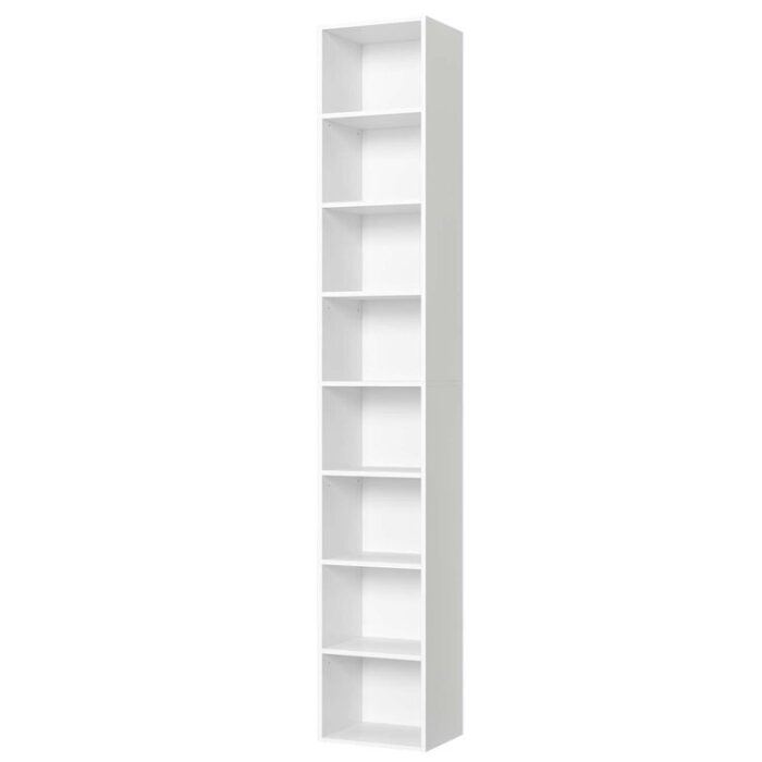 Gracyn 8-Tier Narrow Bookshelf With Adjustable Shelves - Chic Decora