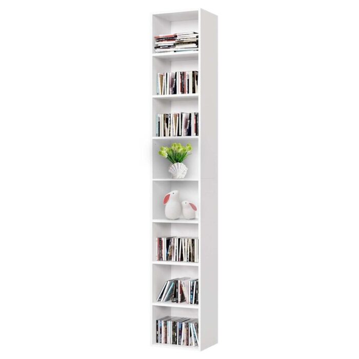 Gracyn 8-Tier Narrow Bookshelf With Adjustable Shelves - Chic Decora