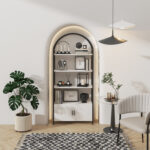 Gretlies Gold Bookshelf Arched Bookcase With Doors Hidden Storage Luxury Sideboard - Chic Decora