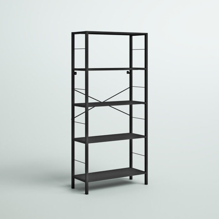 Hallum 64″ H x 30″ W 5 Tier Modern Steel Etagere Bookcase - Chic Decora