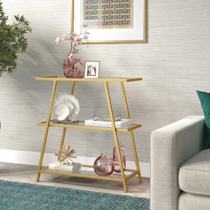 Haridutt 36″ H x 34″ W Steel Etagere Bookcase - Chic Decora