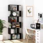 Hermoth 75” H X 27.6” W 6-Tier Geometric Bookcase - Chic Decora