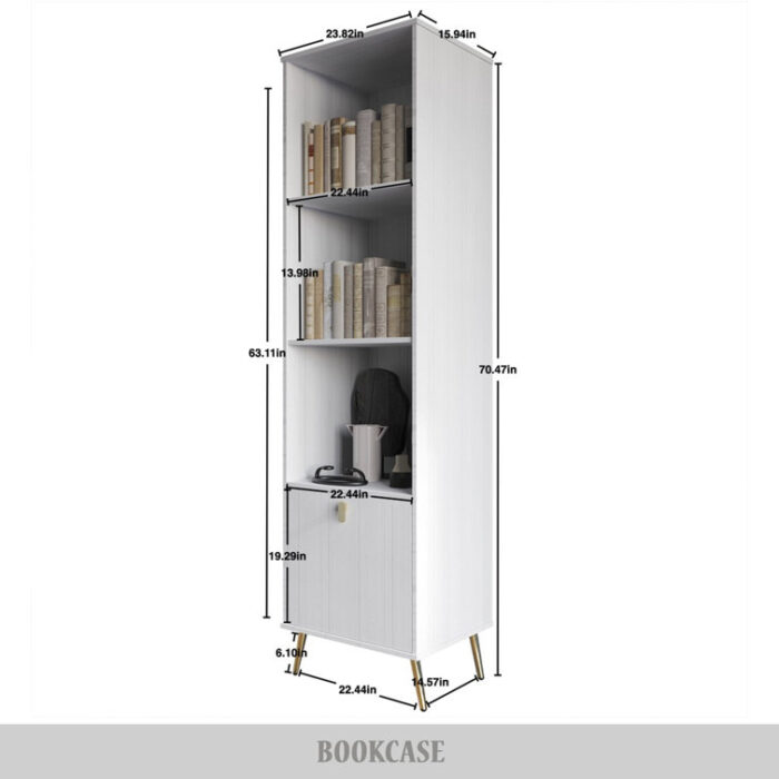 Hickerson 70.53″ H x 23.84″ W Standard Bookcase - Chic Decora