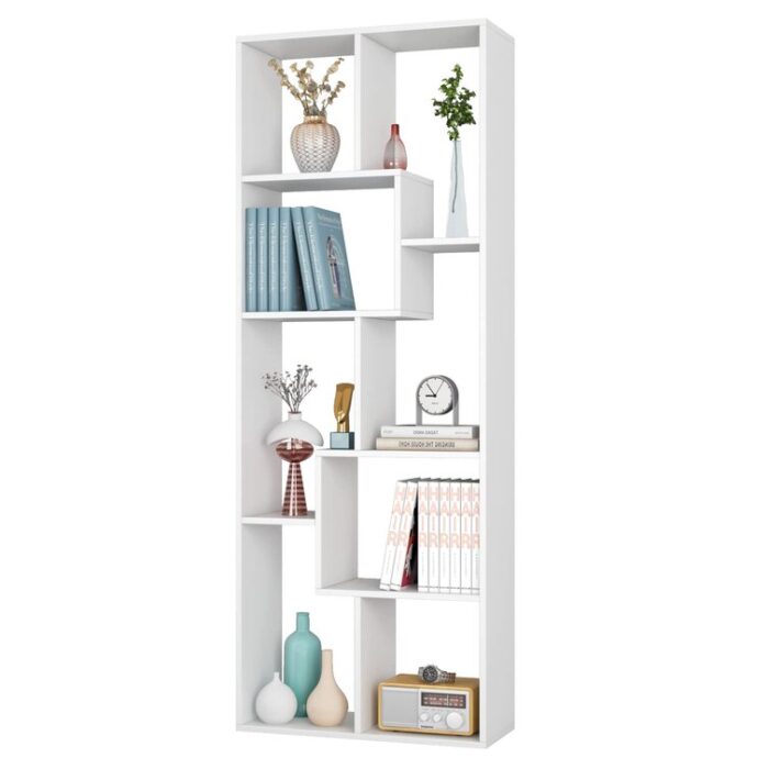 Humberwood 63″ H x 23.6″ W Library Bookcase, Geometric Bookcase, 8-cube Bookshelf - Chic Decora