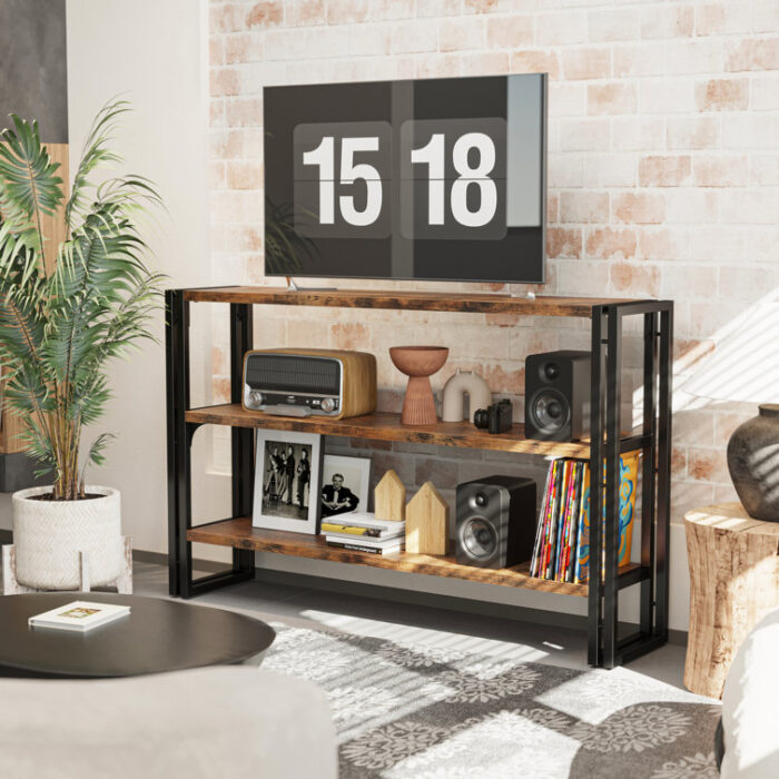 Industrial 3 Shelf Bookcase for Living Room - Chic Decora