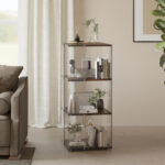 Jamisen Bookcase, Display Cabinet Curio Cabinet, Floor Standing Bookshelf, Acrylic and Wood - Chic Decora