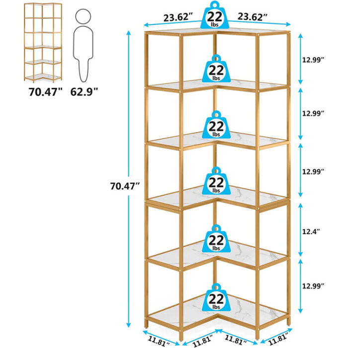 Kalaya Corner Bookcase - Chic Decora