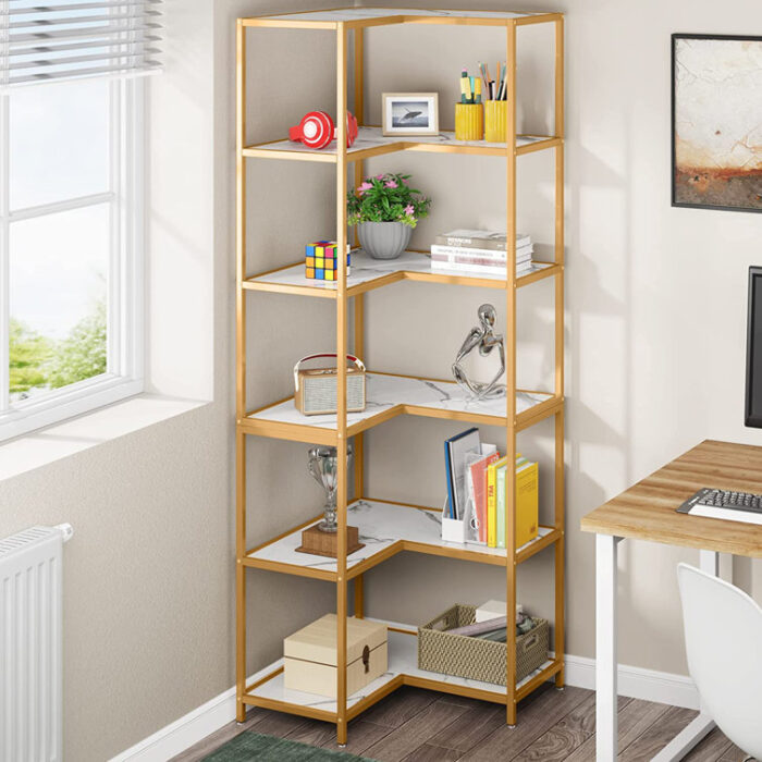 Kalaya Corner Bookcase - Chic Decora