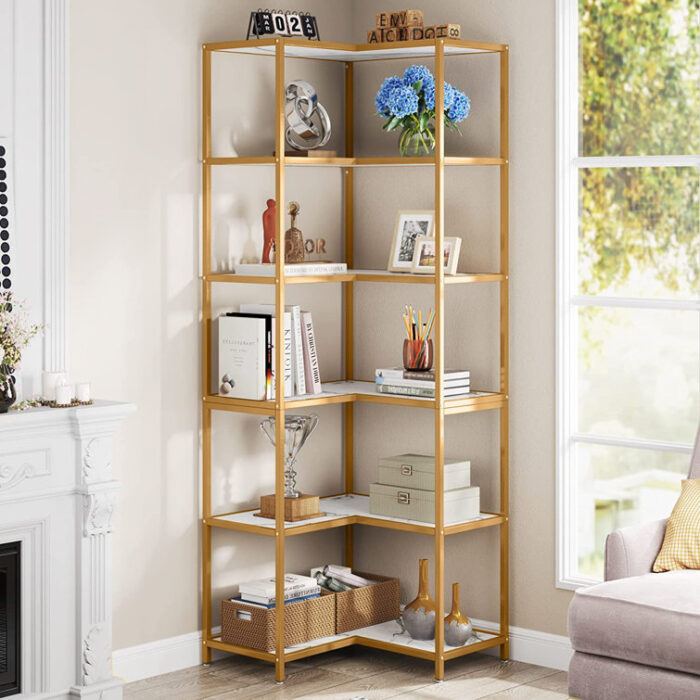 Kalaya Corner Bookcase - Chic Decora