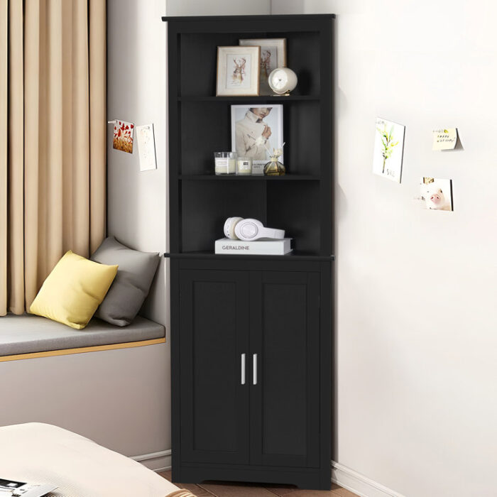 Karile Corner Storage Bookcase - Chic Decora