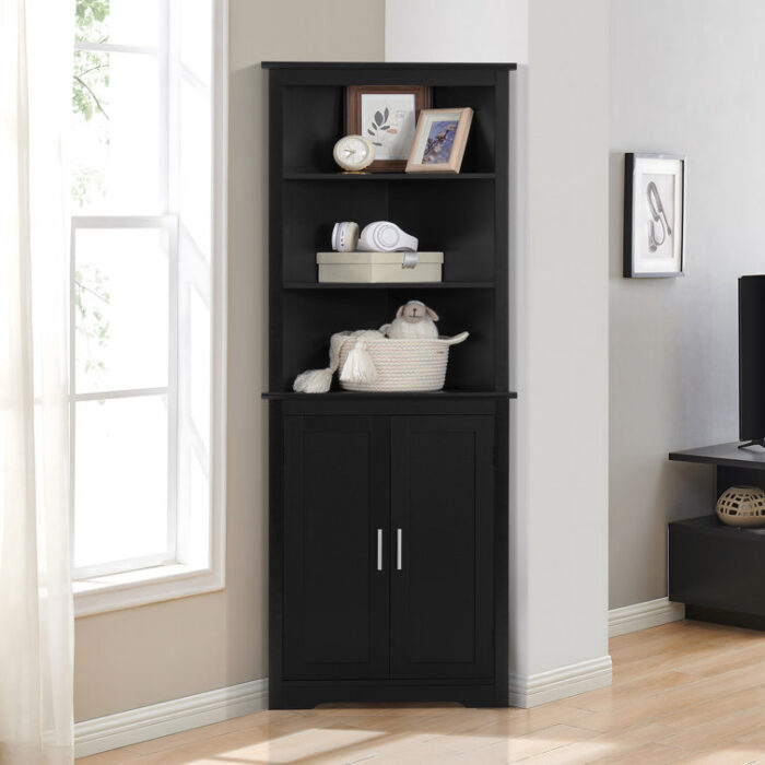 Karile Corner Storage Bookcase - Chic Decora