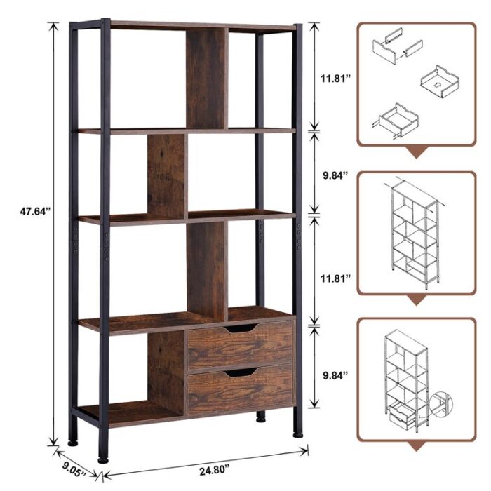 Katlain Geometric Storage Bookcase - Chic Decora