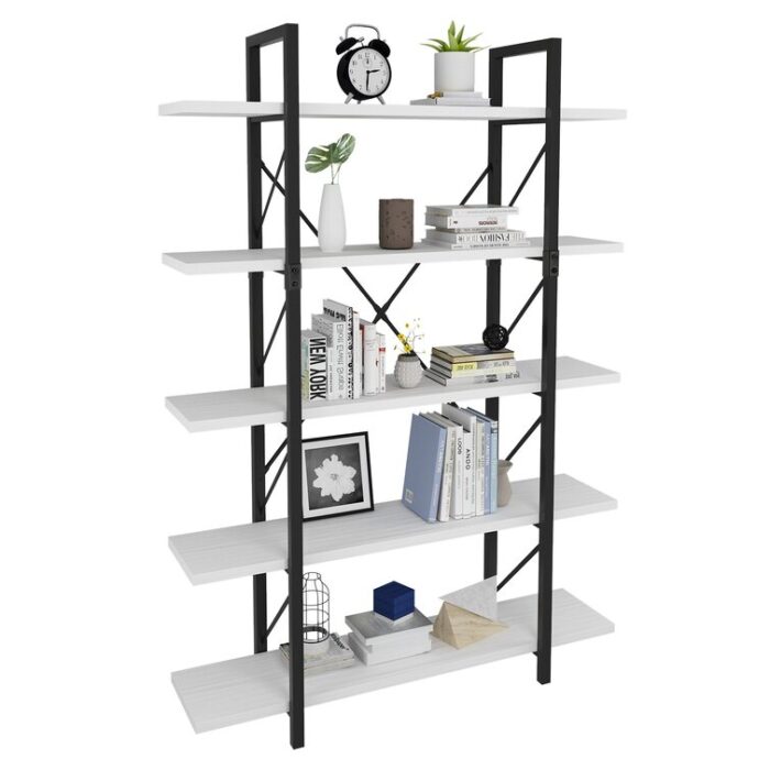 Kazys 71″H x 47″W Wood Etagere Bookcase - Chic Decora