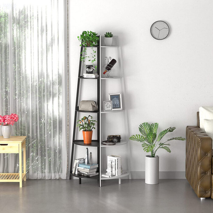 Kehlen Bookshelf, Corner Bookcase, Ladder Shelf - Chic Decora